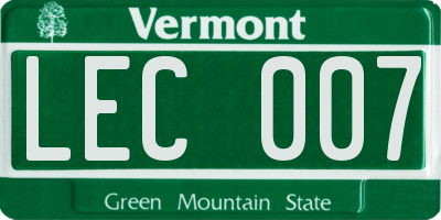 VT license plate LEC007