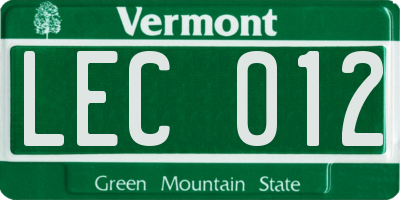 VT license plate LEC012