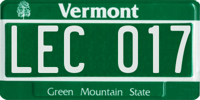 VT license plate LEC017