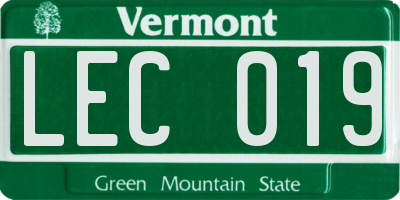 VT license plate LEC019