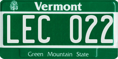 VT license plate LEC022