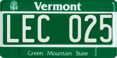VT license plate LEC025
