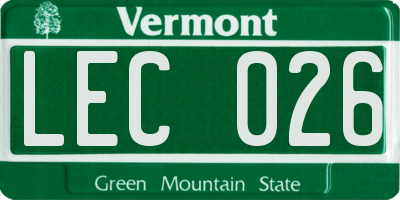 VT license plate LEC026
