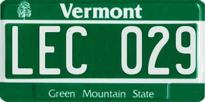 VT license plate LEC029
