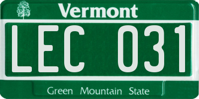 VT license plate LEC031