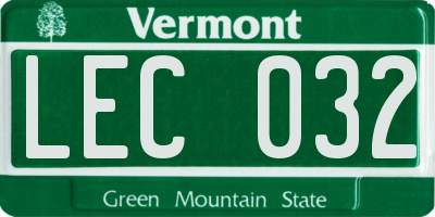 VT license plate LEC032