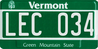 VT license plate LEC034