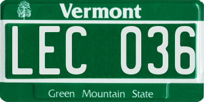 VT license plate LEC036