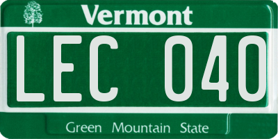 VT license plate LEC040