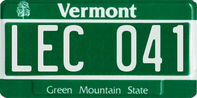 VT license plate LEC041
