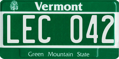 VT license plate LEC042