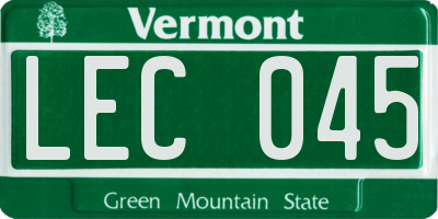 VT license plate LEC045