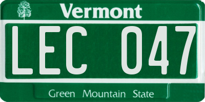 VT license plate LEC047