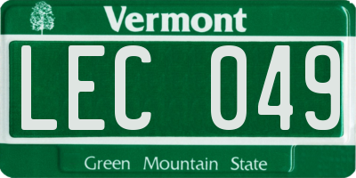 VT license plate LEC049