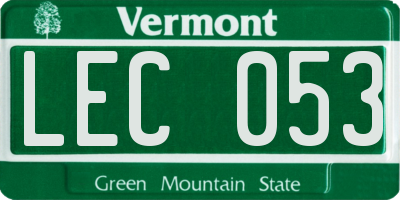 VT license plate LEC053