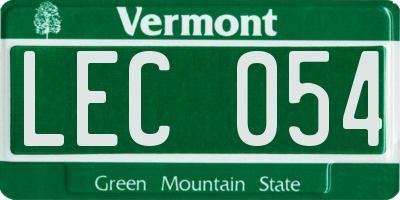VT license plate LEC054