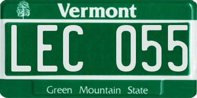 VT license plate LEC055