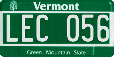 VT license plate LEC056