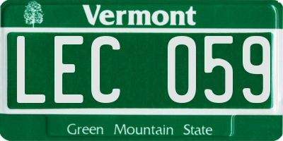VT license plate LEC059