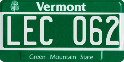 VT license plate LEC062