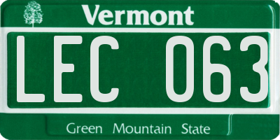 VT license plate LEC063
