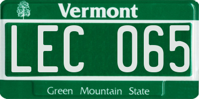 VT license plate LEC065
