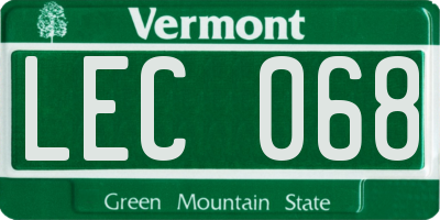 VT license plate LEC068