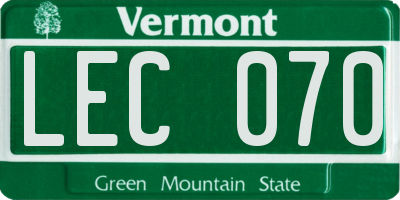 VT license plate LEC070