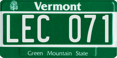 VT license plate LEC071