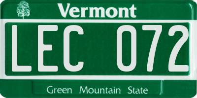 VT license plate LEC072
