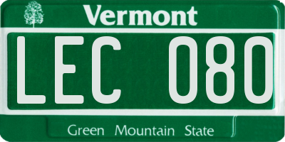 VT license plate LEC080
