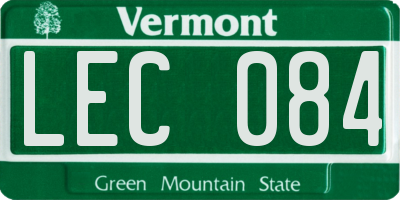 VT license plate LEC084