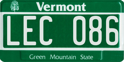 VT license plate LEC086