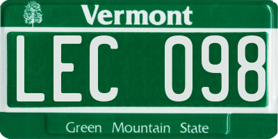 VT license plate LEC098