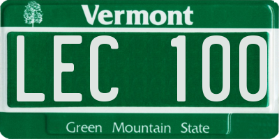 VT license plate LEC100