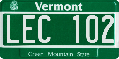 VT license plate LEC102