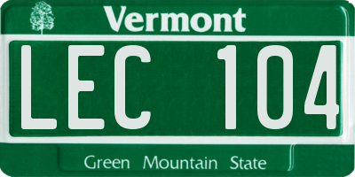 VT license plate LEC104