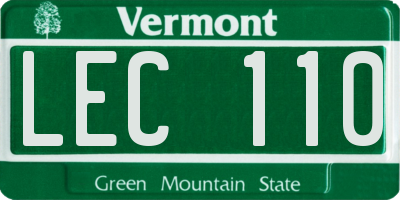 VT license plate LEC110