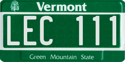 VT license plate LEC111