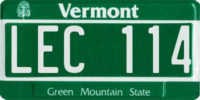 VT license plate LEC114