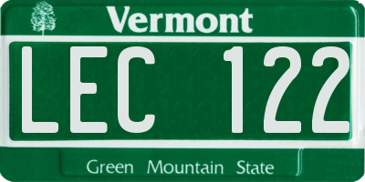VT license plate LEC122