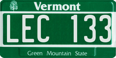 VT license plate LEC133