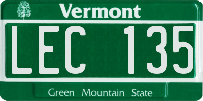 VT license plate LEC135