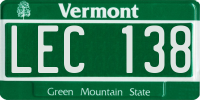 VT license plate LEC138