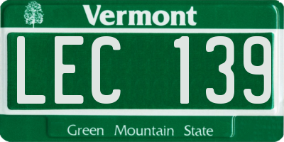 VT license plate LEC139