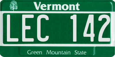 VT license plate LEC142