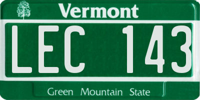 VT license plate LEC143