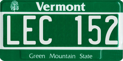 VT license plate LEC152