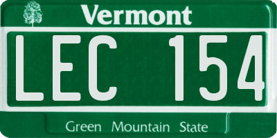 VT license plate LEC154