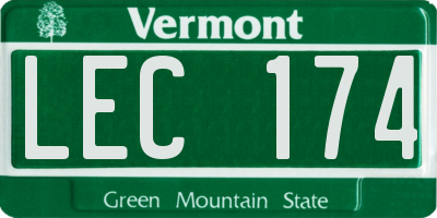 VT license plate LEC174